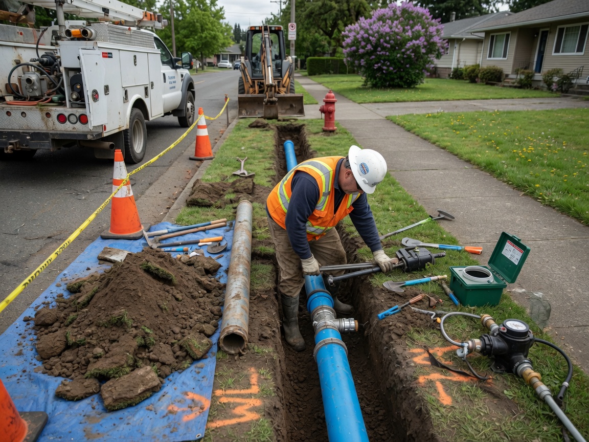 Water Line Repair in Downtown Puyallup